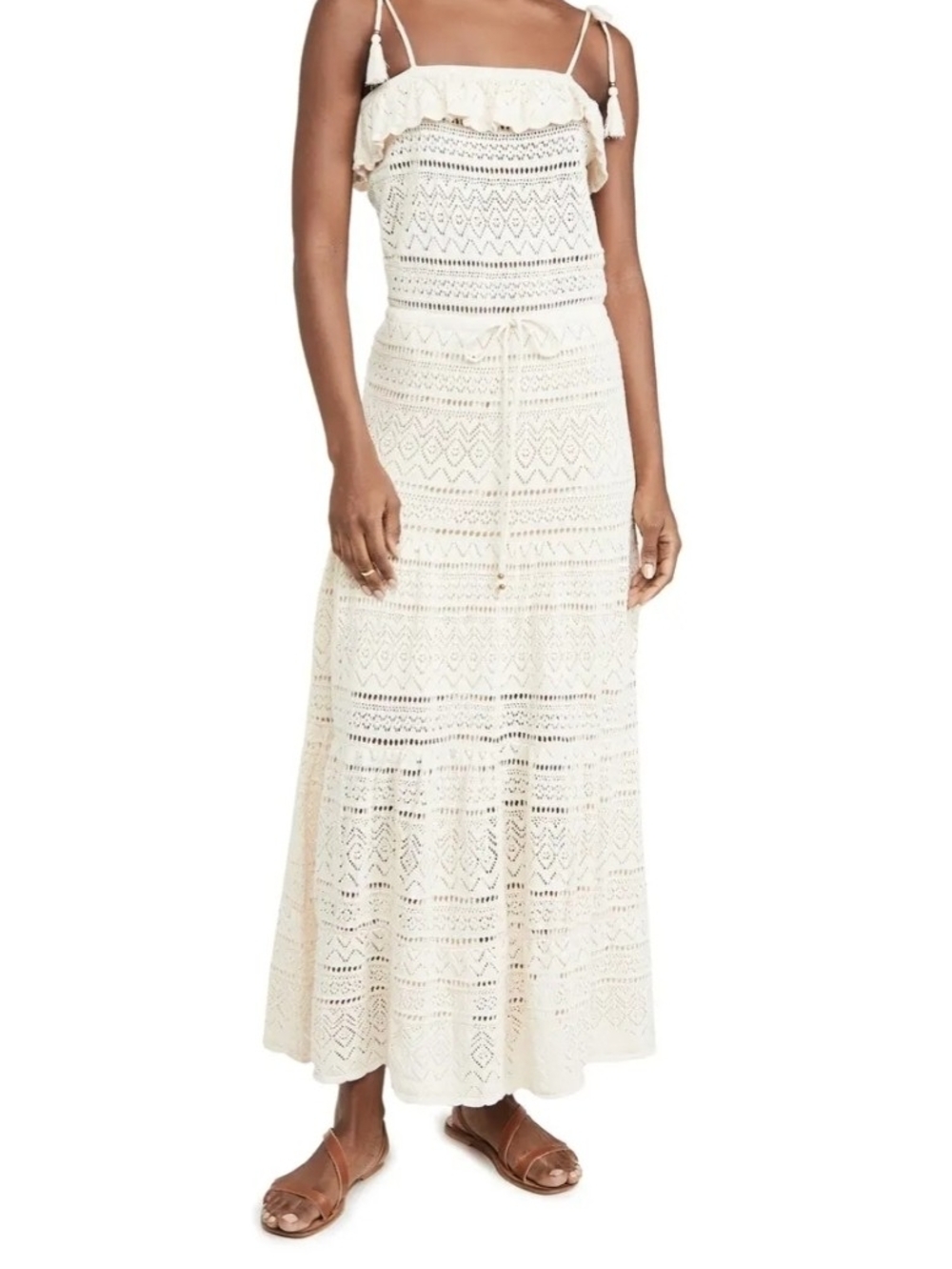 SOLD OUT ba&sh CAL Crochet Cream Ivory Maxi Dress In Ecru SZ LG